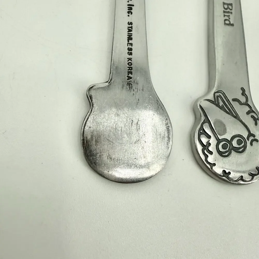 Demand Inc. BIG BIRD Stainless Korea Muppets Childs Spoon, Fork, Knife Vintage